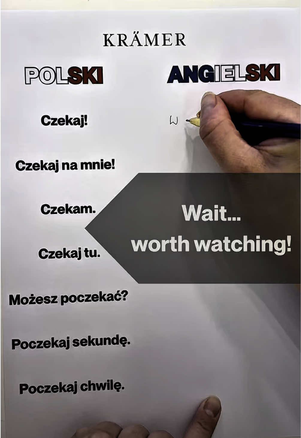 Wait! To warto zobaczyć!  ✋Czekaj! - Wait! ✋Czekaj na mnie! - Wait for me! ✋Czekam. - I am waiting.  ✋Czekaj tu. - Wait here.  ✋Możesz poczekać?  - Can you wait?  ✋Poczekaj sekundę. - Wait a second.  ✋Poczekaj chwilę. - Wait a moment.  ✅Zapisz ten post, i zapamiętaj!  #kursjęzykowy #angielski #naukajęzyka #wskazówkijęzykowe 