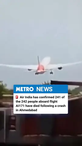 BREAKING: Air India has confirmed that 241 of the 242 passangers on board flight AI171 from Ahmedabad to London Gatwick are dead. The aircraft crashed shortly after take-off, with Vishwash Kumar Rames sitting in seat 11a believed to have been the sole survivor. The airline offered its 'deepest condolences to the families of the deceased' and said its efforts would now focus on the needs of those affected, their families and loved ones. #airindia #planecrash #ahmedabad