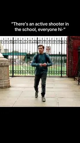 yeahhh i ain’t hiding under the tables waiting to get shot #fyp #trending #meme #funny #viral #school #marvel #avengers #spiderman #ironman #tomholland 