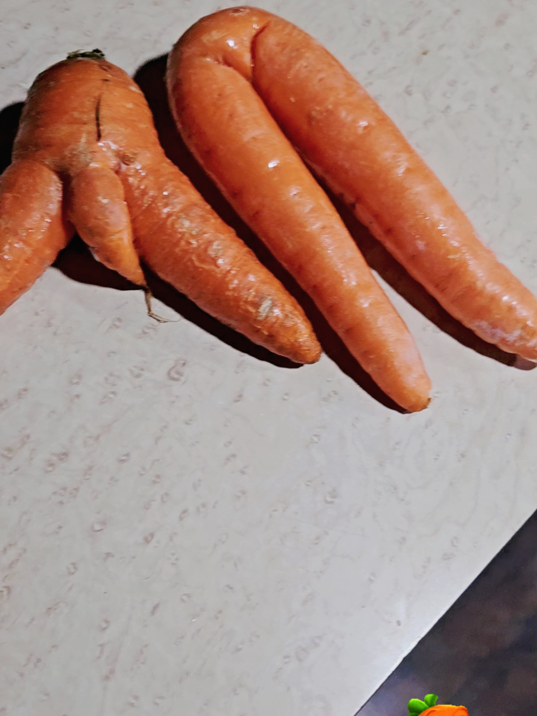 These carrots look like Humans. GMO foods are foods produced from organisms (like plants or animals) whose DNA has been altered through genetic engineering, a process that involves transferring specific genes from one organism to another to create a desired trait. In the United States, this process is also known as 