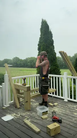get ya a man who when you ask for something he just says “oh i’ll just build it.” here he is building me my patio set & this is also after he worked this morning 🥺  check out Hitmen Creations for all your construction needs 😉👷🏼‍♂️#midwest #construction #fyp #bluecollar #blessed 