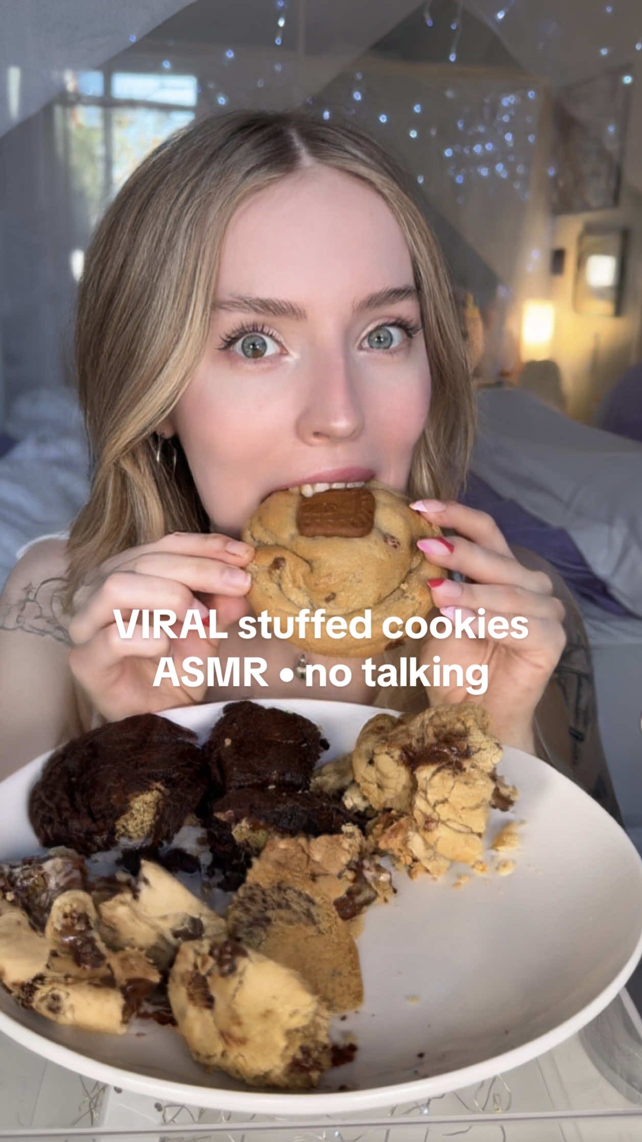 VIRAL STUFFED COOKIES?! 😍🍪 my big fat cookie - dubai chocolate, s’mores, peanut butter, & cookie butter! @MyBIGFATCookie #asmr #mukbang #dessert #cookie 