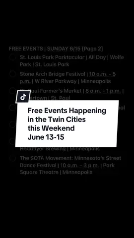 ✨ FREE weekend plans = handled.  If you’re in the Twin Cities and wondering what to do June 13–15, I’ve got your lineup 🎉  From workouts and block parties to art festivals, and live music — there’s so much happening. 🔹 No Kings Rally & March 🔹 Stone Arch Bridge Festival 🔹 St. Paul & Tonka Pride 🔹 Parktacular in St. Louis Park 🔹 The SOTA Movement street dance fest 🔹 Food Truck Extravaganza in Stillwater 🔹 Free Pilates, barre, & yoga 🔹 Somali Summer Fest + Deutsche Tage 🔹 And more! Get a full week’s list of events on my Substack 💌 ☀️ Just hoping the rain holds off for all the outdoor fun! 📍 Twin Cities | June 13–15 🆓 All events are FREE #TwinCitiesWeekend #FreeThingsToDo #MinneapolisEvents #StPaulEvents #StoneArchFestival #MplsToDo #StPaulToDo #TuesdayTeaser #WorthEveryCrumb #ExploreMN #ThingsToDoThisWeekend #TwinCitiesSummer