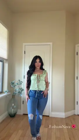 1 or 2 ? Cute @Fashion Nova tops 💚  Natural Order Ruched Halter Top - Sage Leida Satin Flyaway Top - Sage Petite Jessie Mid Rise Distressed Bootcut Jean - Light Blue Wash