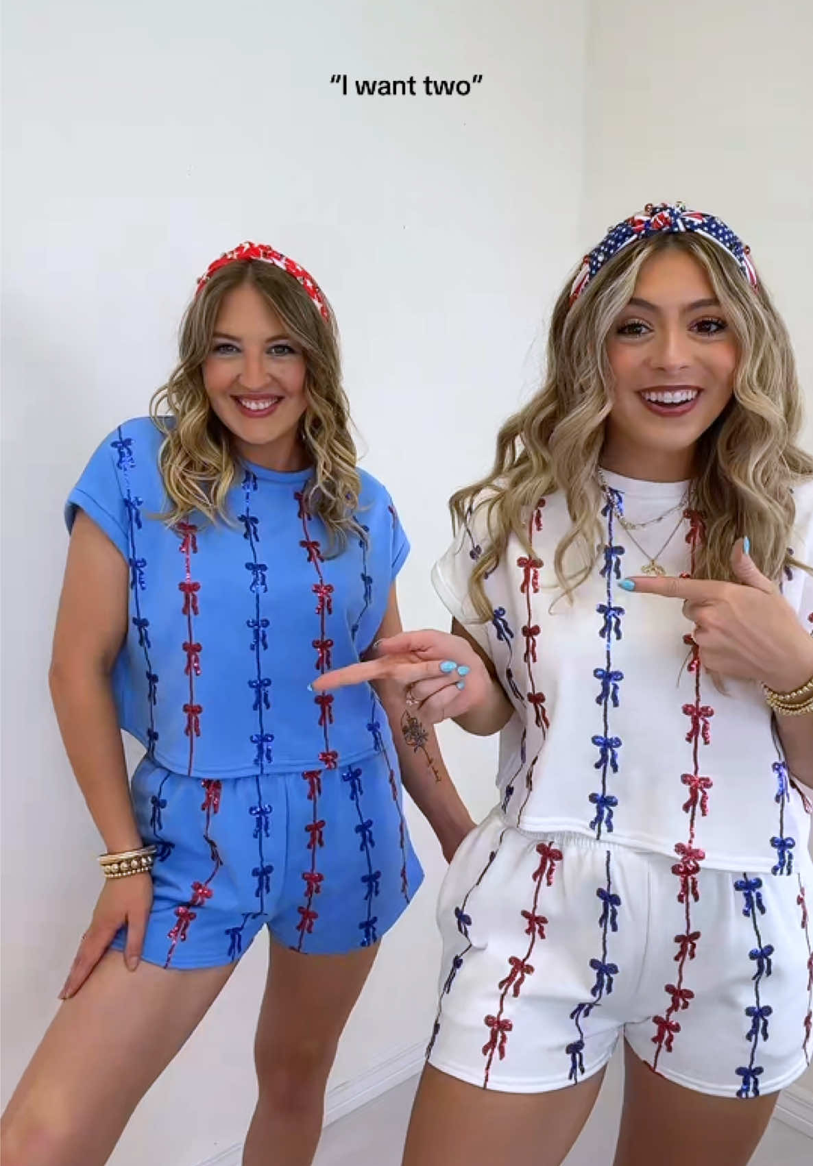one of me is cute but TWO THOUGH? 👀✨ one for you & one for your bestie! ❤️💙🤍 #matching #bestie #outfitinspo #fitcheck 