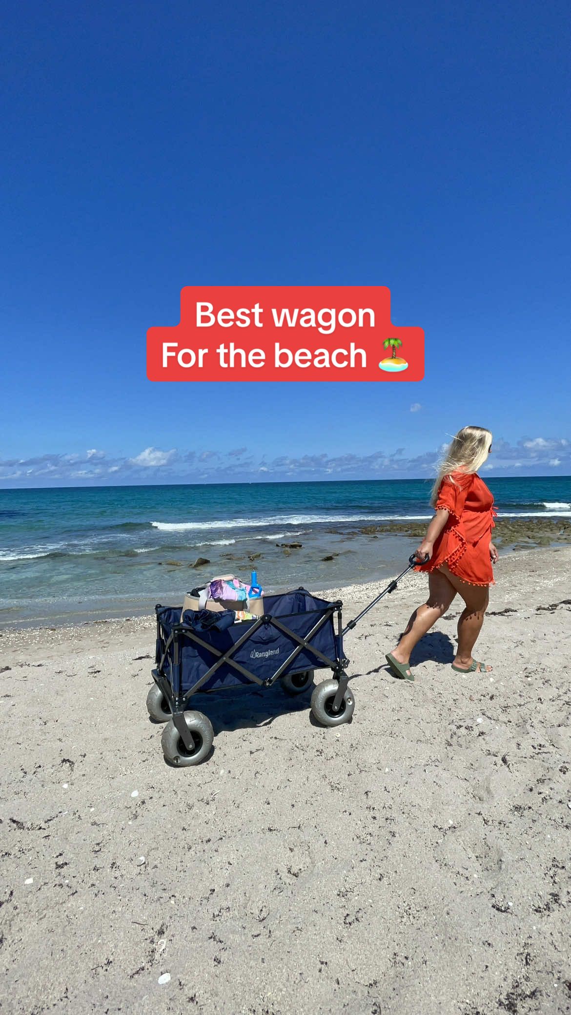 Best wagon for the beach 👆🏻link in Bio ..super easy to pull in the sand because of the large balloon wheels, can carry up to 220 lbs #finestfloridabeaches #rangland #beachwagon #beachmusthaves #bestbeachwagon #fyp #fypシ #foryoupage 