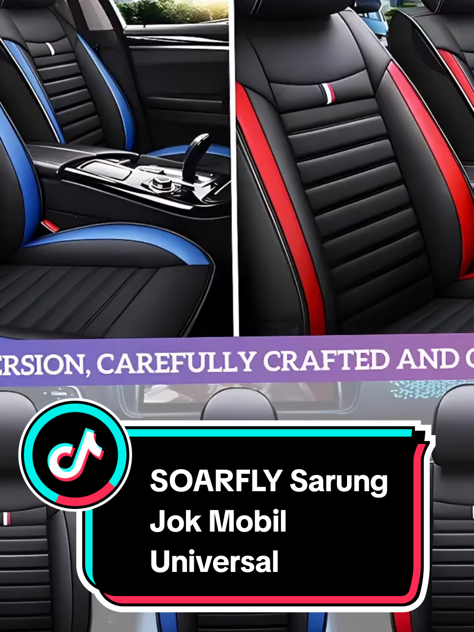 (Subsidi Ongkir) SOARFLY Sarung Jok Mobil Universal Kulit 5pcs Satu Set Lengkap Pelindung Jok Mobil Bantalan Jok Mobil Hitam Biru Merah Untuk Saga Bezza Viva Wira Waja Persona HRV City Civic Aksesoris Mobil#sarungjok #sarungjokmobil #pelindungjok 