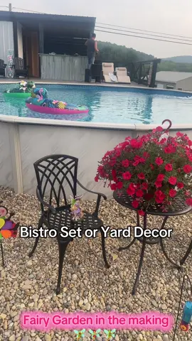 @GarveeHome Store Turned our bistro set into a fairy garden in the making. The flowers added the perfect touch. #bistroset #coffeetok #fairygarden #summerdecor #summerfurniture #outdoorfun #outdoorfurniture 