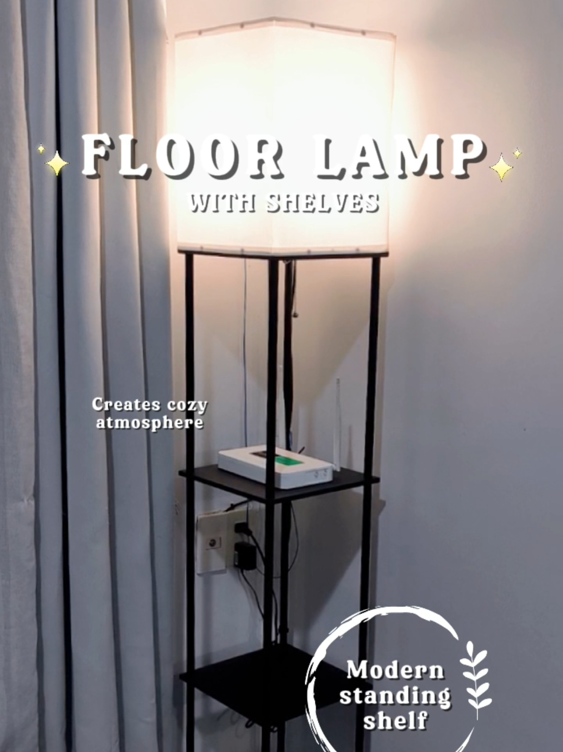 FLOOR LAMP WITH SHELVES ✨ Order here #fyp #foryoupage #foryou #affiliate #tiktokaffiliate #growyourtiktokph #wishfinds #floorlamp #floorlampwithshelves #lampshade #modernfloorlamp 