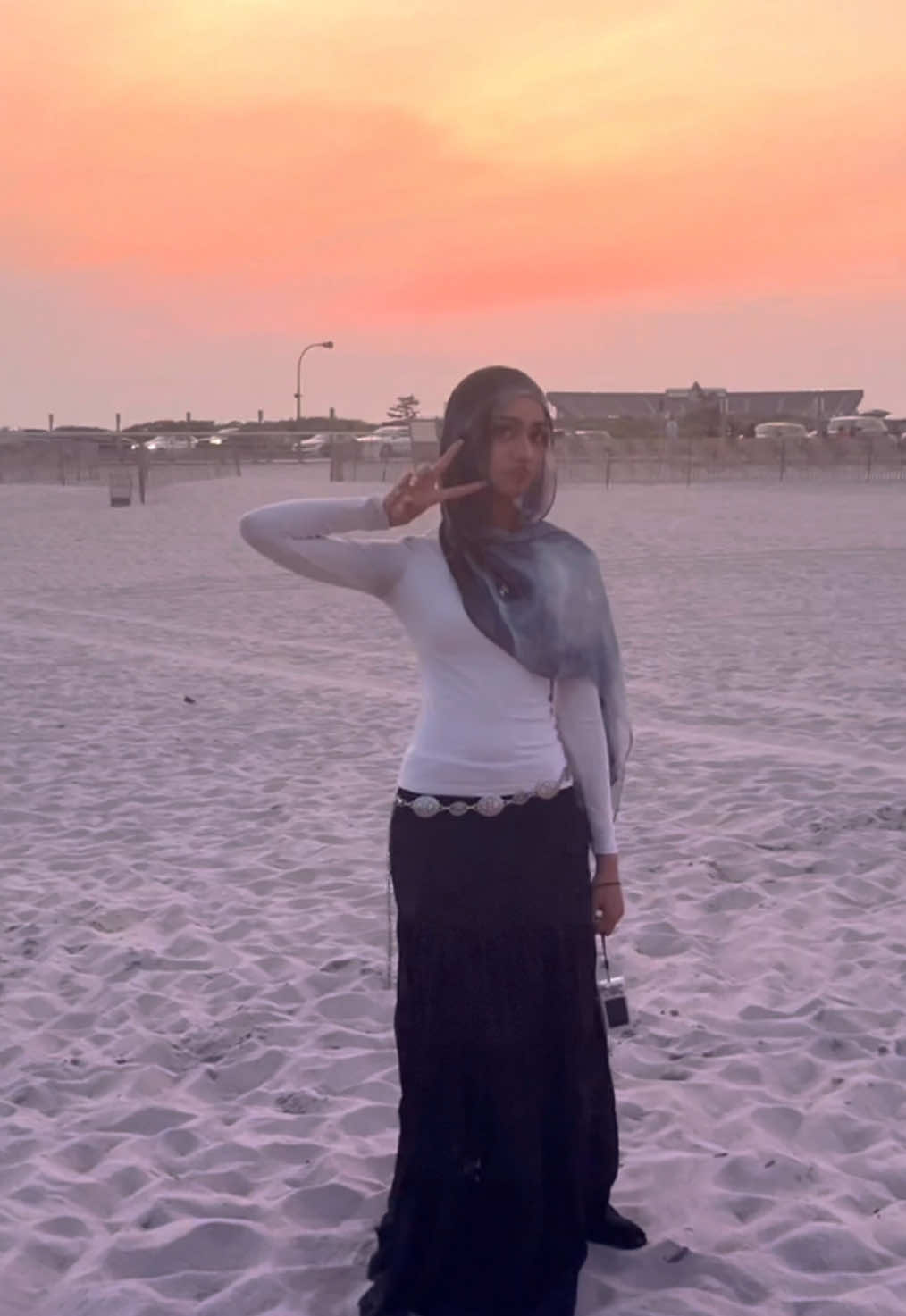 i did NOT trip and fall on the first recording 🌞🌞 #tuffjabi #ilovemyfriends #outfitinspo #beach #modestbeachwear #hijab #skirt #summeroutfits #fyp #viral #xyzbca 