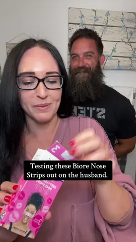 Made the husband try them out. This is a great deal on these Bioré Nose Strips! #biore #biorenosestrips #nosestrips #blackheadremover 