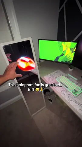 I’m obsessed with this hologram fan!😍 Get one $20 off right now on TikTok shop. 👀 🙌 #sale #flashsale #tiktokmademebuyit #fypシ #gifts #viral #tiktokshopfinds #technology #holographicfan #setupgaming #hologram #walldecor #roomdecor 