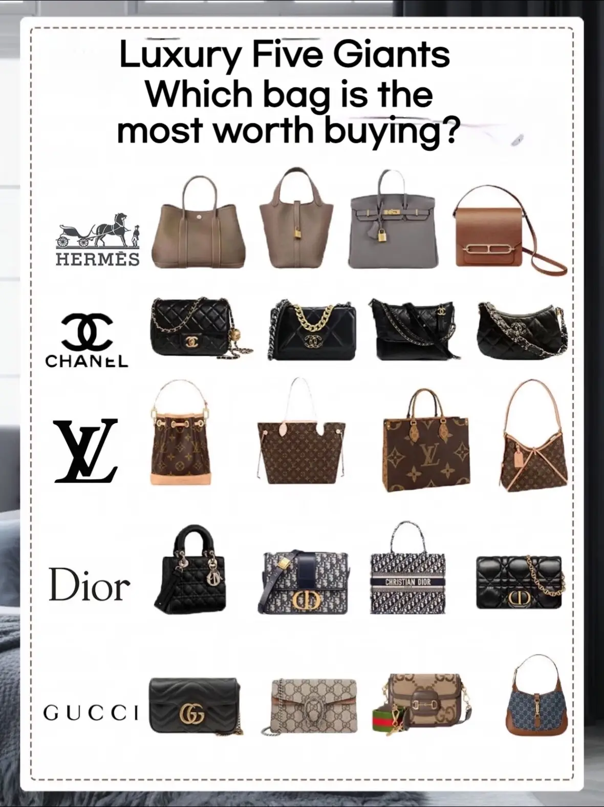 Girls, let's talk about the five luxury giants Hermes, Chanel, Louis Vuitton, Dior, and Gucci. Which bags are worth buying! There are quite a lot of classic Hermes models, each of which is full of charm, unique design and super texture, it's worth buying! Chanel's bags are fashionable and versatile, and they are super suitable for any occasion, and they can easily become the focus! Some classic bags of Louis Vuitton are not only beautiful, but also very practical. I really love them! Dior's bags are full of design sense, and the details are luxurious, which makes it hard not to be moved! Gucci's bags are diverse in style, with many unique and eye-catching styles, and you can always pick what you like! Girls, the bags of these five brands have their own characteristics. Which one do you like the most? Come to the comment area and talk about it! Luxury bags #2025 shopping list #CHANEL #LV #GUCCI #DIOR #MIUMIU #luxury bags #luxury goods #unique bags #rankings #second-hand luxury bags #Velettote