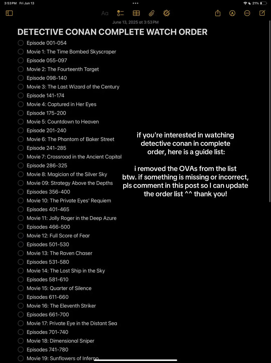 #conan #detectiveconan #movies #episode #anime #list #guidelist #watchorder #detectiveconanwatchorder 