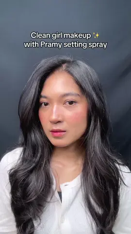 Clean makeup look with Pramy👀 Natural glow and stay all day ✨🖤🤍 #LockInYourBeauty #UltraFineMist #PramyIndonesia #PramySettingSpray #2in1SettingSpray #pramy 
