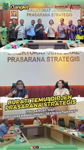 Bupati HSU H. Sahrujani melakukan audiensi dengan Dirjen PRASARANA STRATEGIS terkait dengan rencana pembangunan sekolah rakyat, program Presiden RI Prabowo Subianto . Jakarta (Jumat 13/6) H. Sahrujani menyatakan kesiapannya menyambut pembangunan sekolah rakyat di HSU dengan menyiapkan lahan  seluas 20 Ha. Hasil dari audiensi tersebut,  DIRJEN PRASARANA STRATEGIS akan memprioritaskan HSU mendapatkan program nasional pembangunan sekolah rakyat senilai 200 milyar. PETARUNG @Haji Sahrujani  @Hero Setiawan  @adilesmana   #hsu #hulusungaiutara #amuntai #amuntaikotabertaqwa #hsubangkit #hulusungaiutarabangkit Follow juga: IG 👉🏻 https://www.instagram.com/prokopimhsu/ Tiktok 👉🏻 https://www.tiktok.com/@prokopimhsu Youtube 👉🏻 https://www.youtube.com/@prokopimhsu