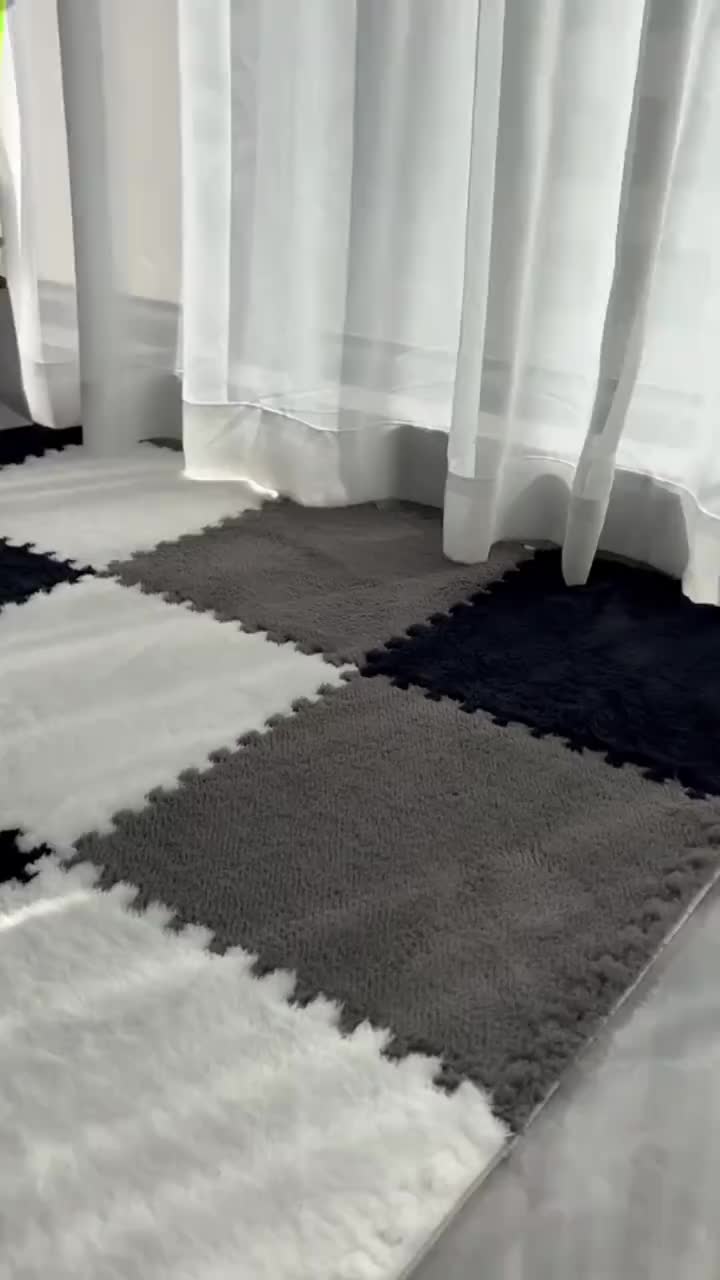 12pcs Interlocking Plush Carpet Tiles Set - Soft, Washable EVA & Polyester Mats for Bedroom, Living Room, and Large Area Rug (11.8x11.8 Inch) #outdoorrug #livingroomrug #comfybras #floormats #rugshopping #homeflooring #bedroomrug #arearugs #laminateflooring #floortiles