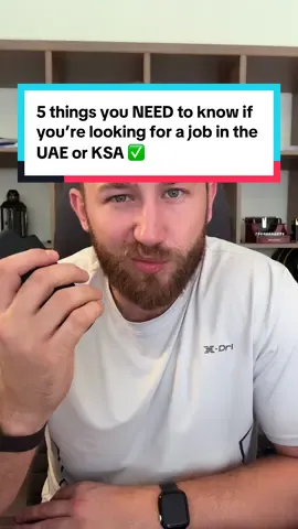 5 things everyone who’s applying for jobs in Dubai, AD, or Riyadh needs to know 🇦🇪🇸🇦 1: despite what the job description says, you don’t need to speak Arabic (in most situations). 2: referrals or “wasta” isn’t needed. 3: the company ATS will give you the highest chances of landing interviews. 4: you do not need to be in the GCC to apply, despite what you’ve heard, you can apply from anywhere in the world. 5: if a role says it needs someone with GCC experience, and you don’t have GCC experience, STILL APPLY. Remember, your job search should take 2-4 weeks. #dubaijobs #uaejobs #jobsindubai 