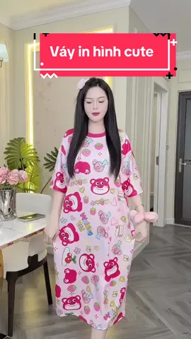 Đầm suông thun tăm lạnh in hình dễ thương #review #thoitrangnu #champhan #champhanriview #váy #đầm #vaydethuong 