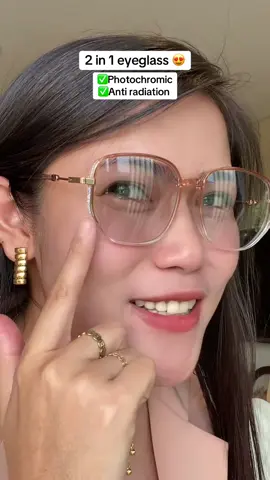 Photochromic with Anti radiation eyeglass for women 🤓😍❤️ #photochromiceyeglass #antirad #antiradiationglass #eyeglasses #sunglassestrend #fyp #creatorsearchinsights 