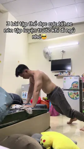 3 bài tập cực tốt cho ae trước khi đi ngủ😎 #tidaubu #haihuoc #giaitri #viral 