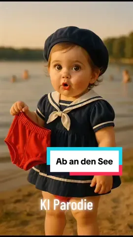 Ein bezauberndes zweijähriges Mädchen in nostalgischem Matrosenkleid hält die rote 60er-Badehose lässig in der Hand und blickt mit riesigen Kulleraugen in die Kamera, während im sanften Abendlicht ein ruhiger See und fröhlich planschende Schwimmer den Hintergrund bilden. Dieses Bild ist eine KI-Parodie und Kunstprojekt, eine liebevolle Hommage, rein zur Unterhaltung – nicht kommerziell, nicht affiliiert mit Cornelia Froboess oder Rechteinhabern. #AIParodie #Kunstprojekt #Hommage #Kinderportrait #Kindchenschema #Badehose #Wannsee #packdiebadehoseein #FoodArtTikTok #RetroVibes #EntertainmentOnly #notaffiliated 