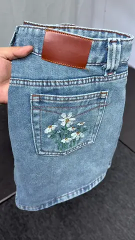 Women's embroidered little daisy denim shorts can be bought at 50% today!#womenshorts #denimshorts #shorts #TikTokShop 