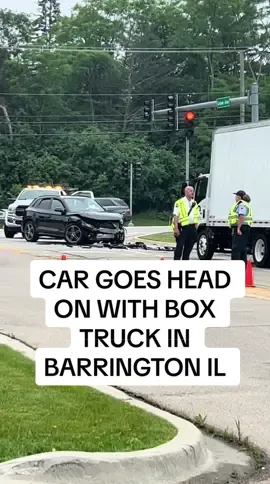 Shortly afternoon Friday June 13th 2025. Barrington Police and Fire were called to an accident with injuries at Grove Ave and Dundee Road in Barrington IL. A Audi SUV went head on with a box truck. Atleast 1 person was transported to the hospital. #illinois #action #news #localnews #chicago #chicagonews #police #crime #investigation #fire #fyp #viral #cops #trending #crash 