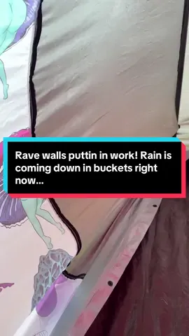 The rain is here with a vengeance! And our camp is cool, dry and rockin :D #bonnaroo #campingfestival #canopycamping #ravewalls #festivalhacks #Roo 
