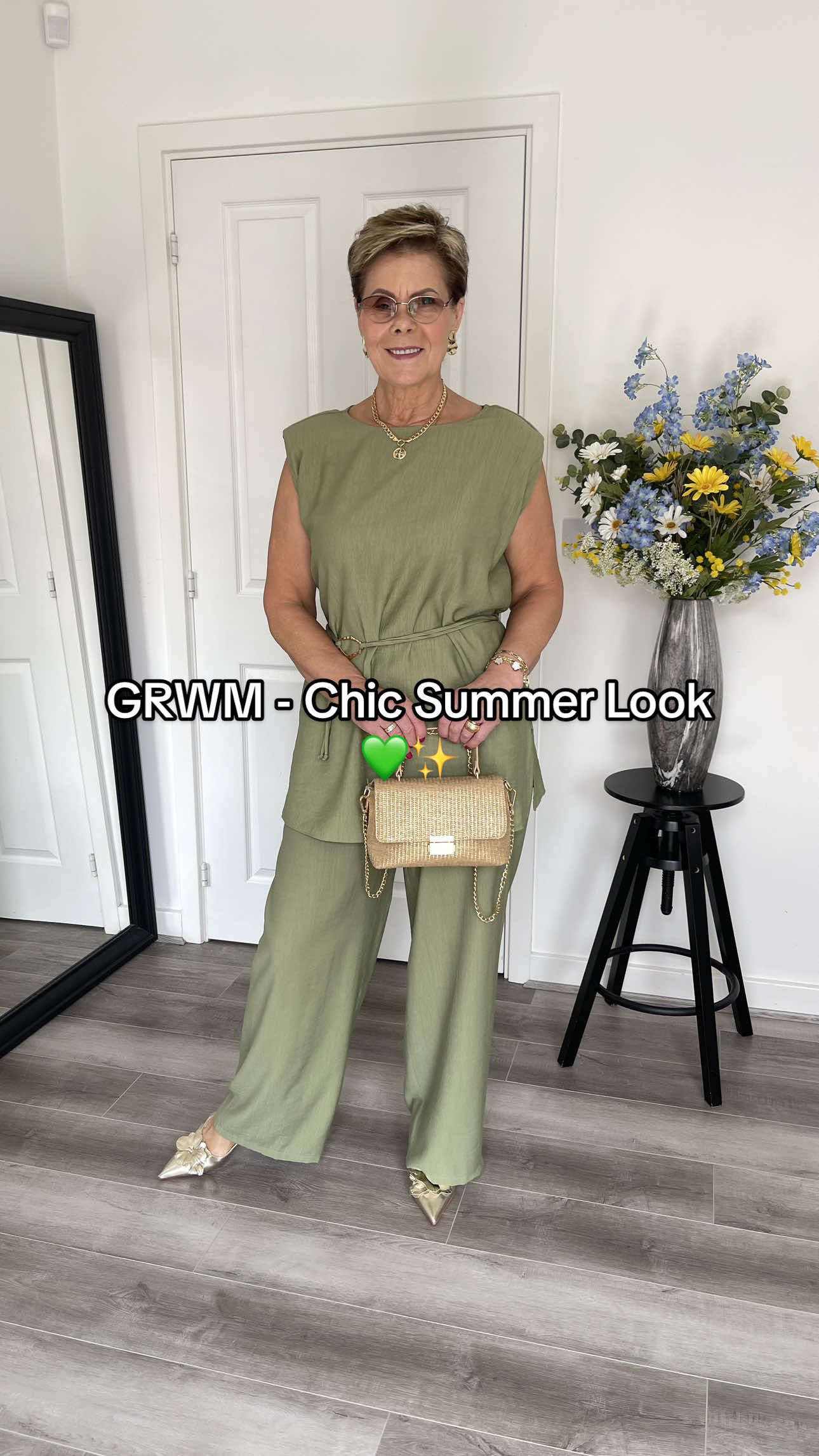 GRWM - Chic Summer Look 💚✨ Different style of video today ladies!  Such a lovely chic set from Matalan - absolutely love it 💚 💬 What do we think of this set ladies? 🤍 Outfit Details: •Set & Bag @Matalan Online  •Shoes @SHEIN UK @SHEIN  ❤️ I am Dalyte, 62, 5’5 & Size 12 in the UK 🇬🇧 👠 Follow along for classy, elegant outfit inspo! #matalan #Summer #summerlook #modest #classyoutfit #stylingtips #fashion #over60 #over60fashion #outfitinspo #outfitideas #over40 #womenover60 #fashioninspo #outfitinspiration 