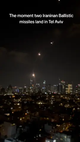 This is the moment two Iranian Ballistic missiles lands in Tel Aviv. Israel begun a serious of Air attacks on Iran  targeting more 200 locations ranging from nuclear facilities to military complex. #isrealattack #iranwar #isrealiran #middleast 