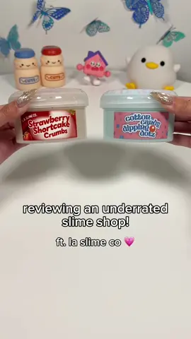 if you could only choose one - perlite or floam?! 🙉 @LA Slime Co. slime review! ft. strawberry shortcake crumbs & cotton candy dipping dotz #asmr #slime #review #slimevideo #slimecontent #satisfying #dessert 