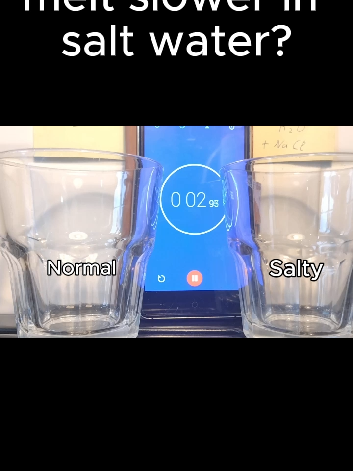 Salt + Ice = Magic? 🤯 Watch how science slows the melt! Drop a like & follow for more! #Science #experiment #funfacts #DidYouKnow   #shortscience #iceexperiment #coolscience #LearnOnTikTok   #sciencetok #quickexperiment #sciencehack #fyppp   #foryoupagee #viral