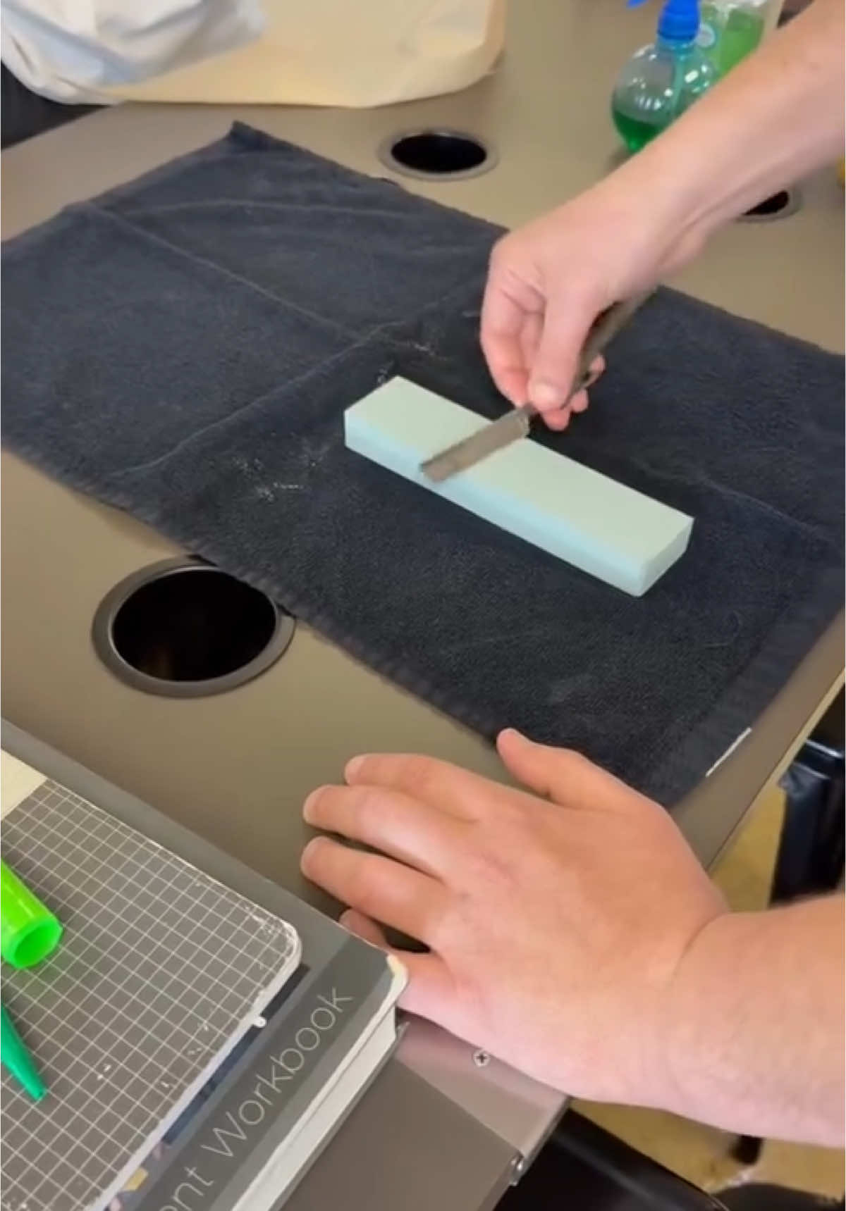 A barber’s razor is a precise tool. Sharp, clean, and ready to deliver the closest, most comfortable shave possible! 🤩 Regular sharpening is essential for ensuring every stroke glides smoothly over the skin without tugging or irritation. This meticulous care not only protects the client’s skin but also allows barbers to work with confidence and control! ✨ #cvkeepslearning #barbering #barberingschool #beautyschool #beautyeducation #beautyeducationnj #cosmetologyschool #malehairstyles #malehair 