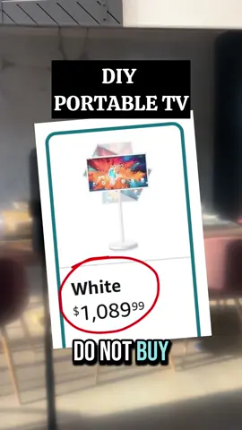 DIY PORTABLE TV! Putting a smart tv on a rolling stand saved me $600! Links are in my bio #homehacks #portabletv #portablemonitor #DIY 
