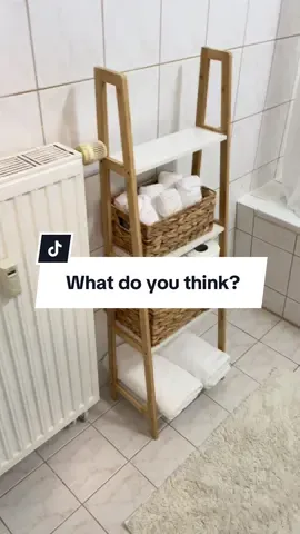 Added this bamboo shelf to upgrade my bathroom ✨🧼 Love how organized it looks now! What do you think? #newhome #newapartment #emptyapartment #homevibes #ourhome #germany #bathroom #decoration #bathroomdecor 