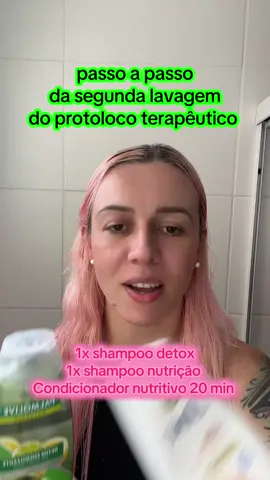 Parte 2 - segunda lavagem do protocolo terapêutico : 1x shampoo detox + 1x shampoo nutritivo + condicionador nutritivo 20 minutos ✅😍🤌🏼 #comocuidardocabelo #capilaridade #shampoodetox #condicionador20minutos 