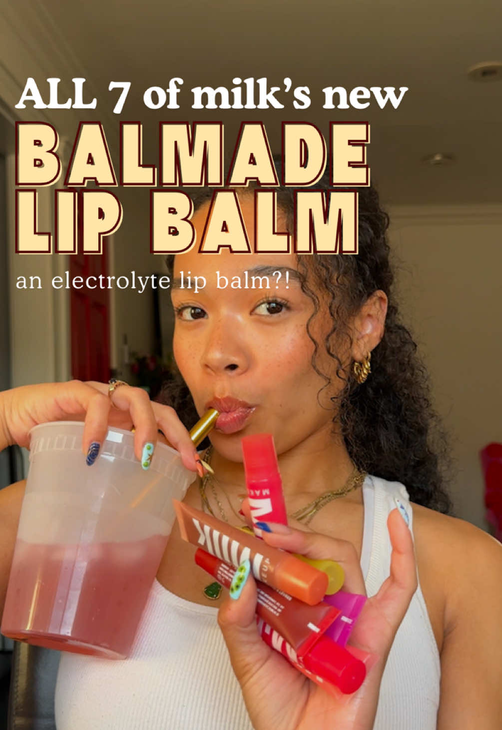 ELECTROLYTE lip balm?! reviewing + trying ALL 7 shades of milk makeup’s new balmade electrolyte lip balms ⚡️✨💋 probably one the most fragrant lip balms I’ve tried and scents are YUMMY in a candy way but not super artificial! what do we think of these?? @milkmakeup #milklipbalm #lipbalm #lipbalmreview #tintedlipbalm #lipbalms #milkmakeup 