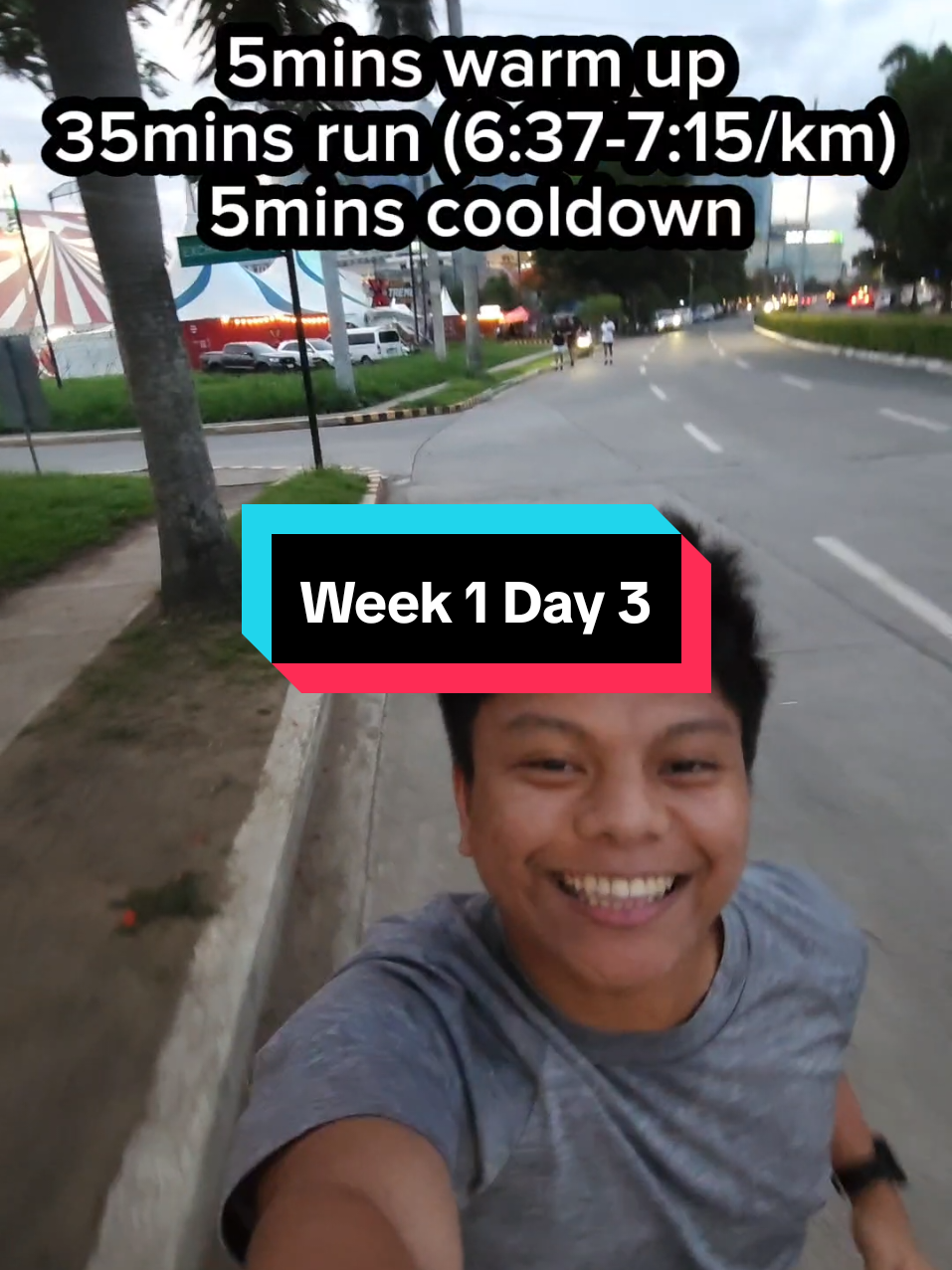 Week 1. Day 3. Sub-1. 10K training. Tara takbo! #fyp #takbo #Running #runningera #strava #stravarun 