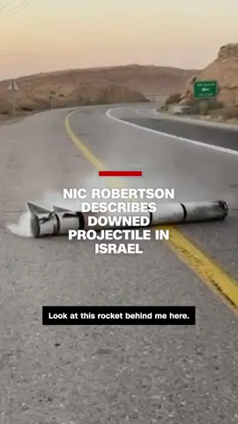 CNN’s Nic Robertson reports at the site of a smoldering projectile on the road to Tel Aviv after a fresh wave of Iranian missile strikes.