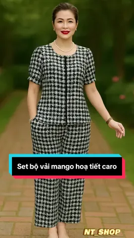 Mặc bộ đồ vào người mà thấy ưng quá . Set bộ vải Mango hoạ tiết kẻ caro đơn giản nhưng sang trọng. Set áo ngắn tay, quần dài suông chuẩn form tôn dáng. Mặc ở nhà hay đi chơi thì cũng đều đẹp, đều tự tin rạng ngời #NT_Shop #thơitrang #thoitrangtrungnien #thoitrangnu #thoitrangtrungniencaocap #thoitrangtrungniencaocap🌸🌸 
