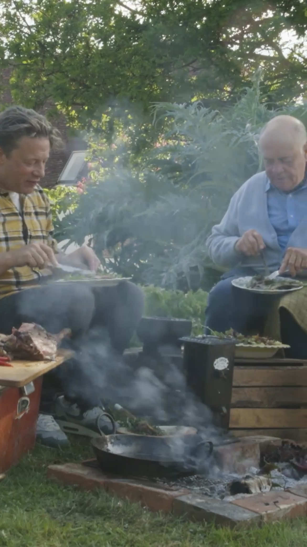 Jamie, Trevor and Gennaro cooking together ❤️ #FathersDay #cooking #cookingoutdoors #alfresco #goodvibes #Summer #lamb 