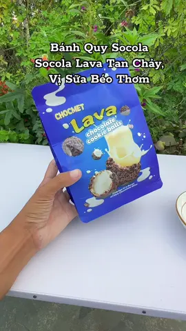 BÁNH QUY TRÒN NHÂN SÔCÔLA Socola Lava Tan Chảy, Vị Sữa Béo Thơm (100Gr/bịch)🍀. _________________ #review #doanvat #doanvatngon #banhquy #banhquysocola #meoreview57  #socolatanchay #xuhuong 