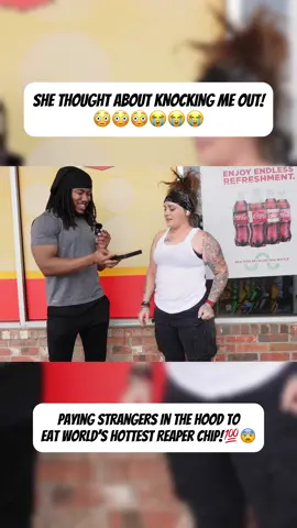 She Was Tripping 😭😭 YT: Ryhino swole, video called Paying Strangers In The Hood to Eat The World’s Hottest Reaper Chip! #fyp #hottestgummybearchallenge #onechipchallege #hottestchipschallenge 