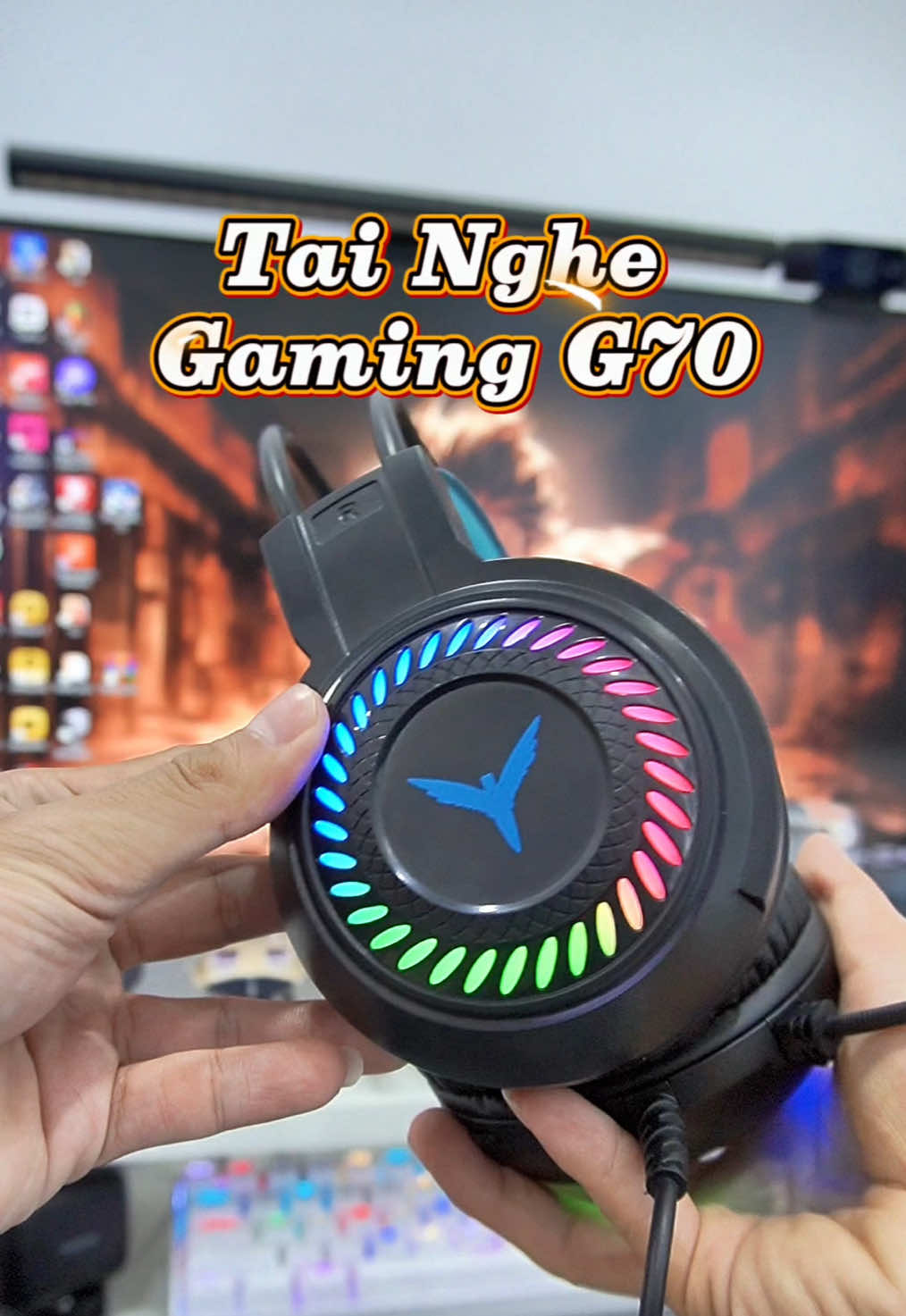 Tai nghe chơi game chụp tai G70 LED đẹp, âm rõ, mic nhạy #tainghechoigame #tainghechuptai #tainghecoday #taingheg70 