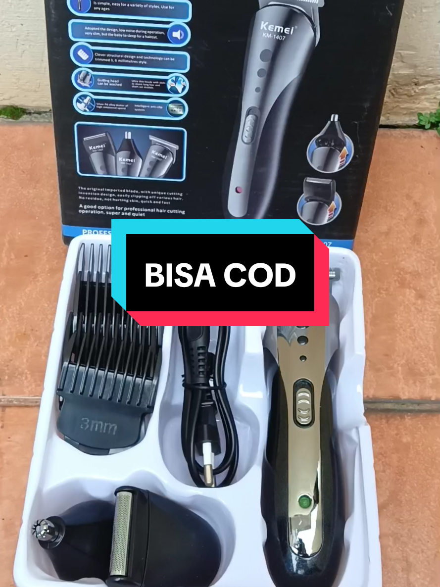 cukuran rambut elektrik KM 1407#0rginal 3 mata pisau #tampildiberanda 