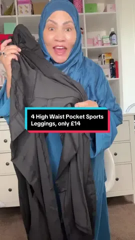 4 High Waist Pocket Sports Leggings, only £14 #tiktokmademebuyit #tiktokshop #fashiontiktok #leggings #Summer #tummycontrol #fyp #sabihaara 