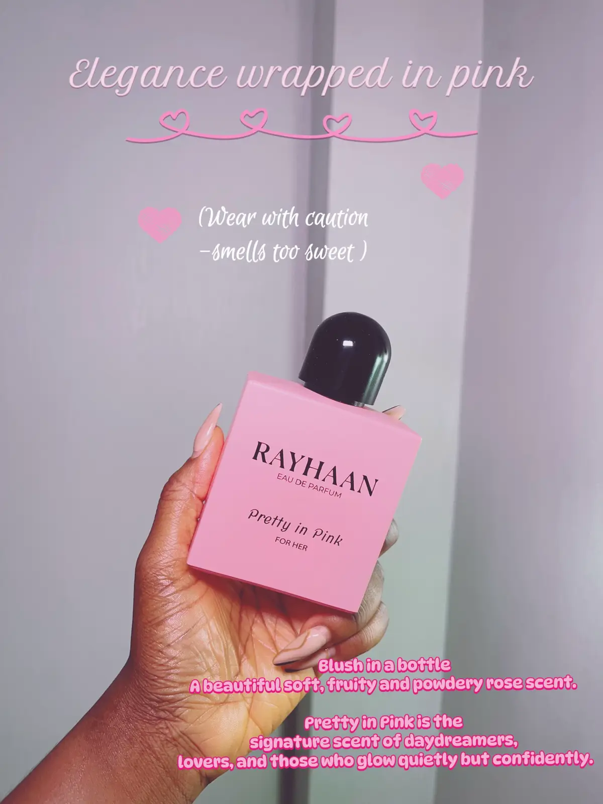 I had to really be patient with this one because at first it wasn’t a love to me. But coming back to it now, I really grew to love this perfume! Soft rose, sweet and powdery essence  Eluding pure femininity and beauty! Pretty in Pink from the house of @Rayhaan Nigeria @Rayhaan Perfumes  #whiffsofelsie #sweetperfume  #womenperfume  #perfumetiktok  #fypp  #perfume #fragrance  #perfumetok #perfumes #fyp #perfumecollection #perfumeaddict #fragrancetiktok #fragrances #dupes  @Pruddy’s Attar🫧💕🌸 