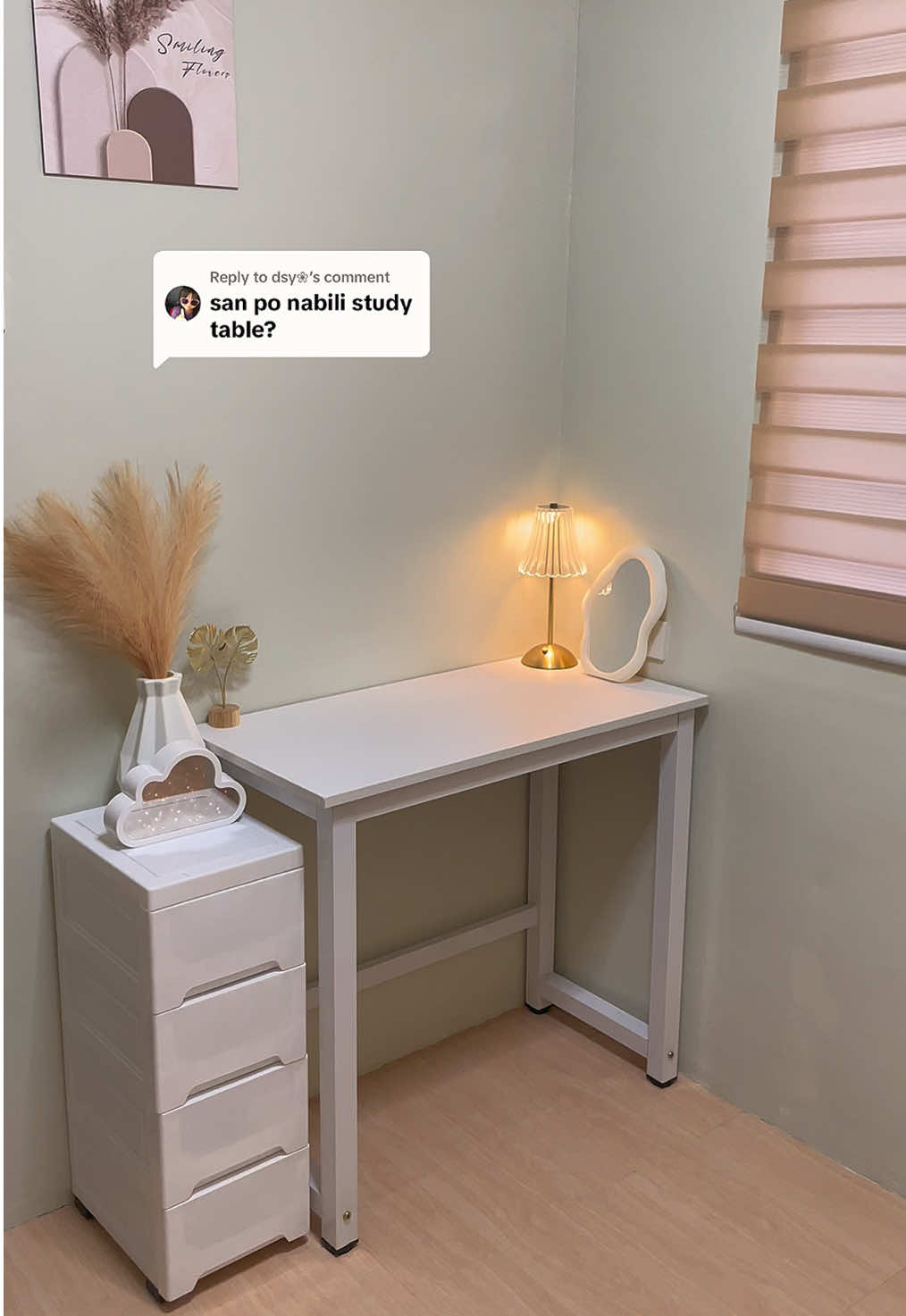 Replying to @dsy❀ dito po sa yellow basket💌 #studytable #table #desk #deaksetup #tableforsmallroom #tableforsmallspace #fyp #roomessentials #desktable #fyppppppppppppppppppppppp 