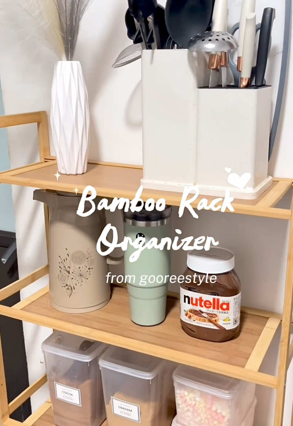 unbox and assemble my bamboo rack organizer from @Gooreestyle @good green life with me ☺️✨ #bamboorack #bambooorganizer #gooreestyle #goodgreenlife #rackorganizer #aestheticorganizer #aesthetic #minimalisthome #muranggamit #homeessentials #bedroomorganization 